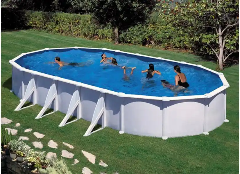 Piscine acier blanc Atlantis ovale 10,20 x 5,75 x 1,32 m - Gré