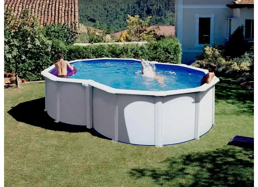 Piscine acier blanc Varadero en huit 6,45 x 3,95 x 1,22 m - Gré