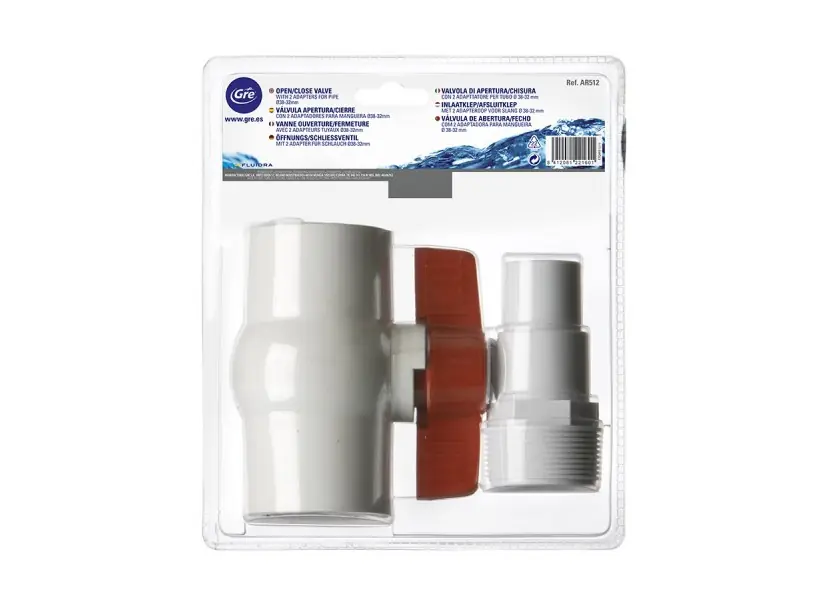 Kit vanne 1/4 de tour + embout cannelé Ø 38 mm - Gré