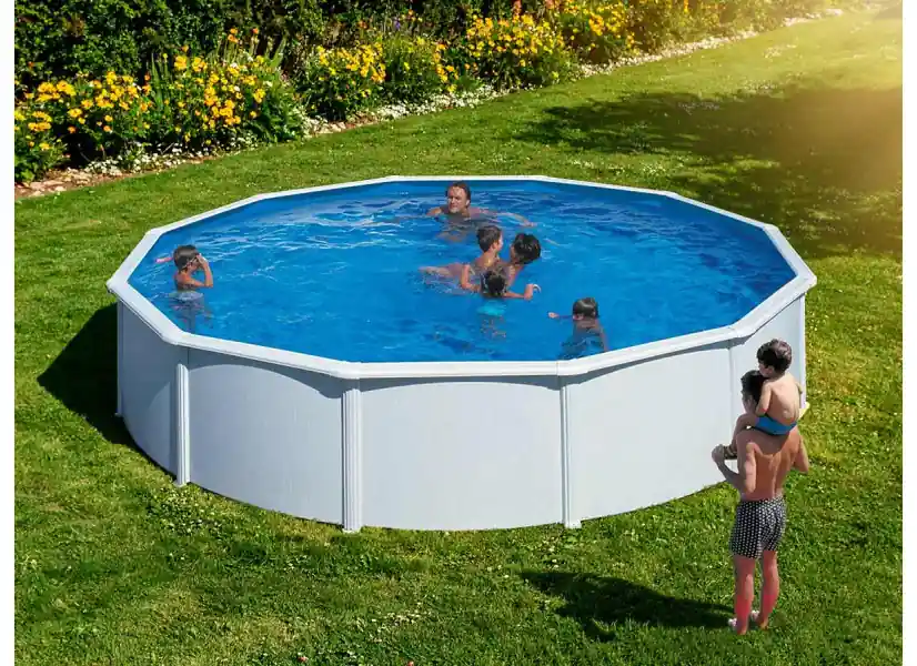 Piscine acier blanc Fidji ronde 5,70 x 1,22 m - Gré
