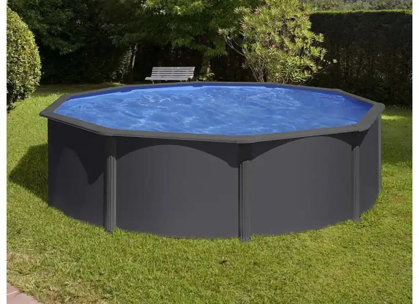 Piscine acier gris anthracite Louko ronde 4,80 x 1,22 m - Gré