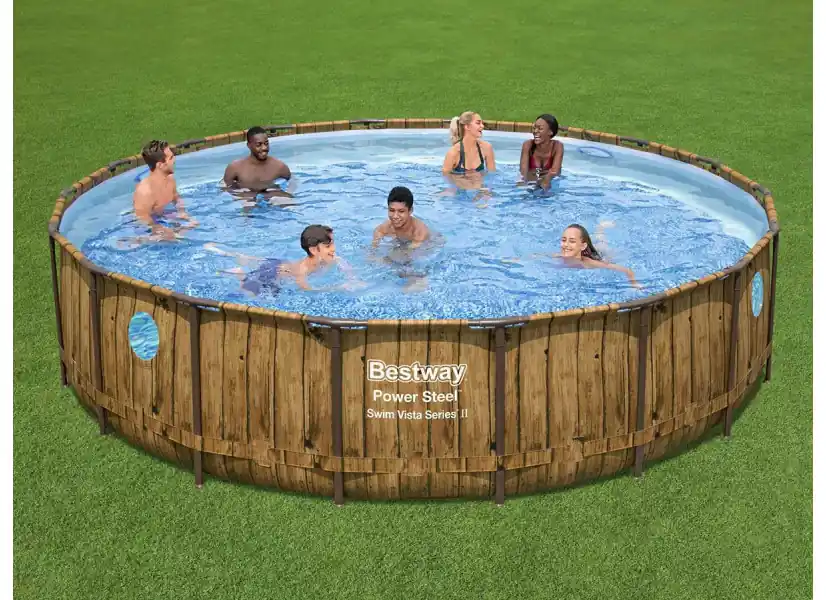 Piscine tubulaire ronde Power Steel SwimVista avec hublots 5,49 x 1,22 m - Bestway