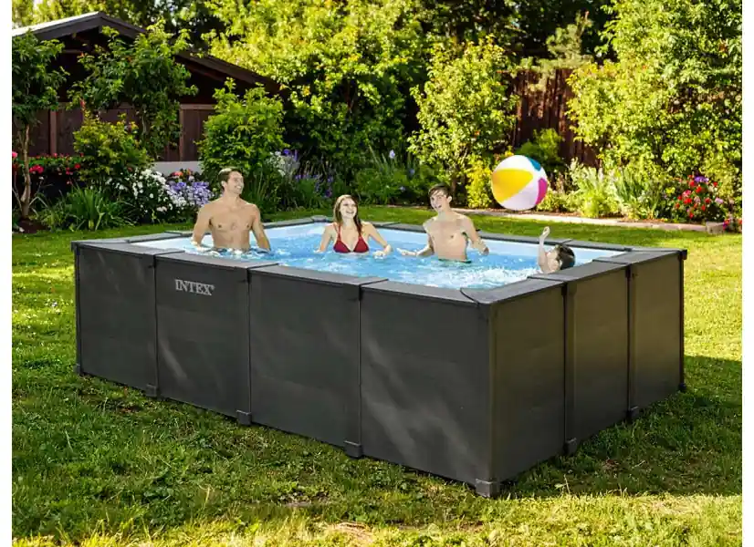 Piscine tubulaire Graphite rectangulaire 4,00 x 3,00 x 1,24 m - Intex