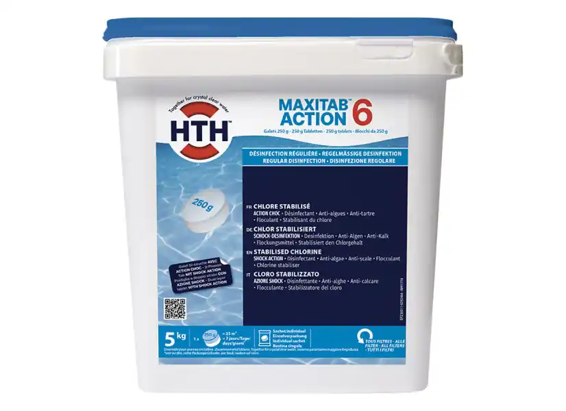 Chlore 6 actions en galets Maxitab Action 6 5 kg - HTH