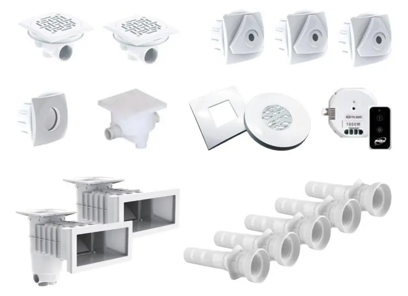 Kit pièces à sceller pour piscine 8 x 4 m - AquaZendo