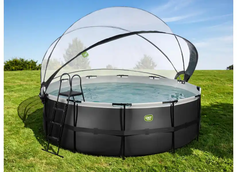 Piscine tubulaire Black Leather ronde 4,27 x 1,22 m avec dôme - Exit Toys