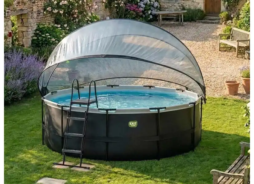 Piscine tubulaire Black Leather ronde 4,88 x 1,22 m avec dôme - Exit Toys