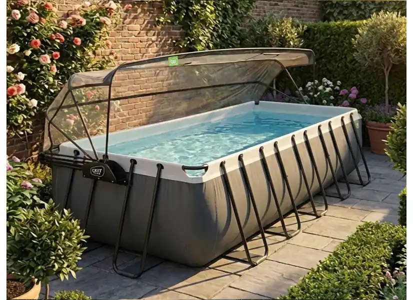 Piscine tubulaire Black Leather rectangulaire 5,40 x 2,50 x 1,22 m avec dôme - Exit Toys