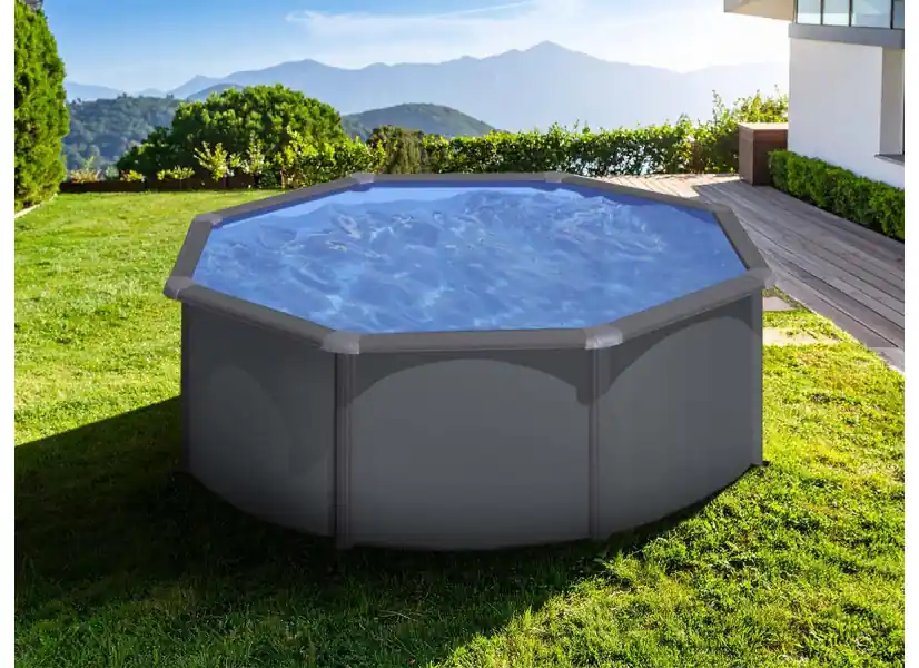 Piscine acier gris anthracite Louko ronde 3,20 x 1,22 m - Gré