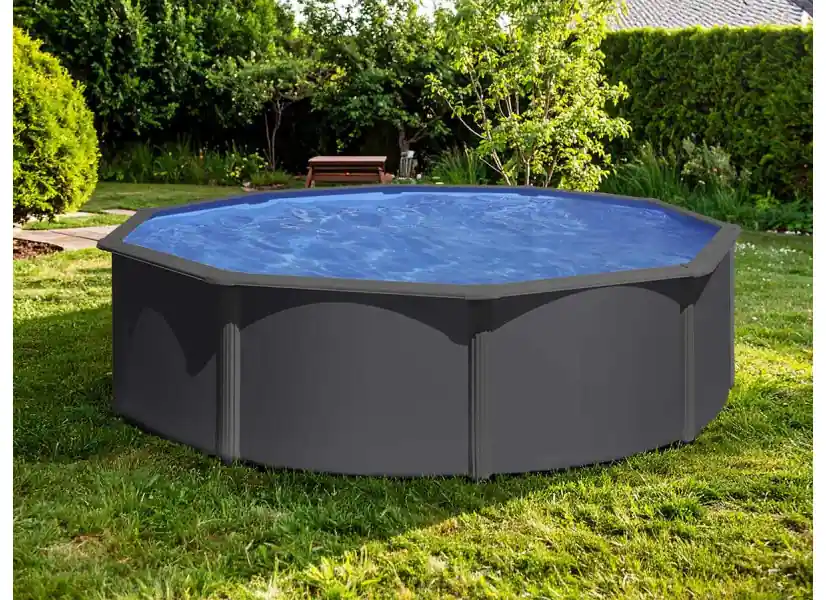 Piscine acier gris anthracite Louko ronde 3,70 x 1,22 m - Gré