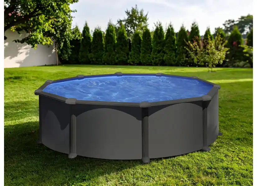 Piscine acier gris anthracite Juni ronde 3,70 x 1,32 m - Gré