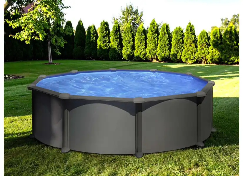 Piscine acier gris anthracite Juni ronde 4,80 x 1,32 m - Gré
