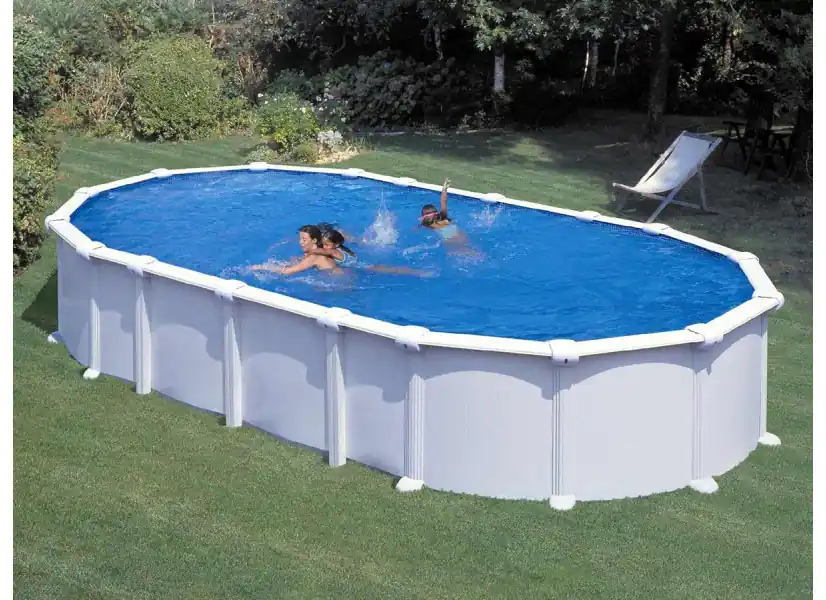 Piscine acier blanc Haïti ovale 7,44 x 3,99 x 1,32 m - Gré
