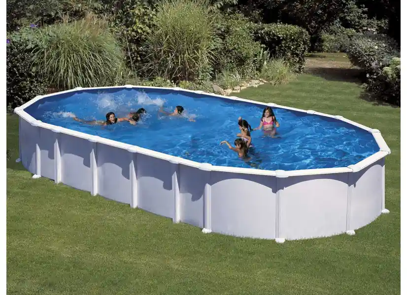 Piscine acier blanc Haïti ovale 9,20 x 5,05 x 1,32 m - Gré