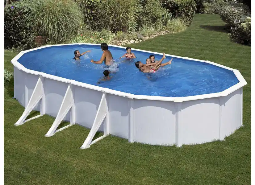 Piscine acier blanc Fidji ovale 6,34 x 3,99 x 1,22 m - Gré