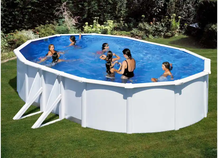Piscine acier blanc Bora Bora ovale 6,34 x 3,99 x 1,22 m - Gré