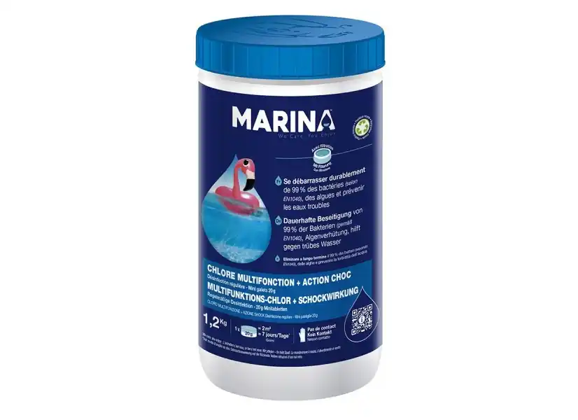 Chlore multifonction + Action choc galets bi-couche 1,2 kg - Marina