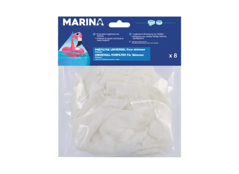Lot de 8 préfiltres jetables pour panier de skimmer - Marina