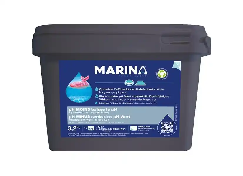 pH moins galets pré-dosés pour 10 m³ 3,2 kg - Marina