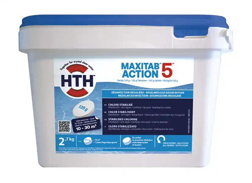 Chlore 5 actions en galets Maxitab 2,7 kg - HTH