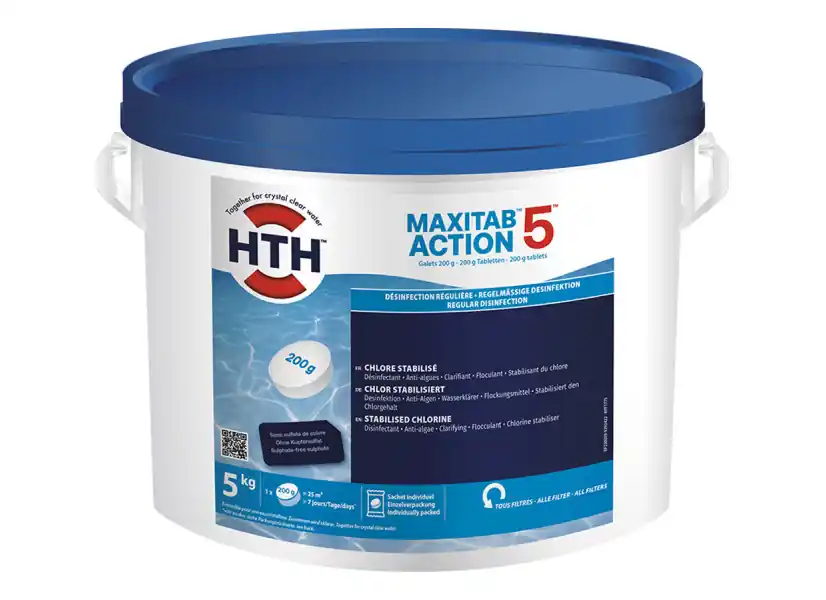 Chlore 5 actions en galets Maxitab 5 kg - HTH