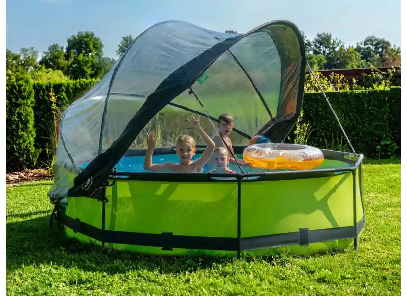 Piscine tubulaire Lime ronde 3,00 x 0,76 m avec dôme - Exit Toys