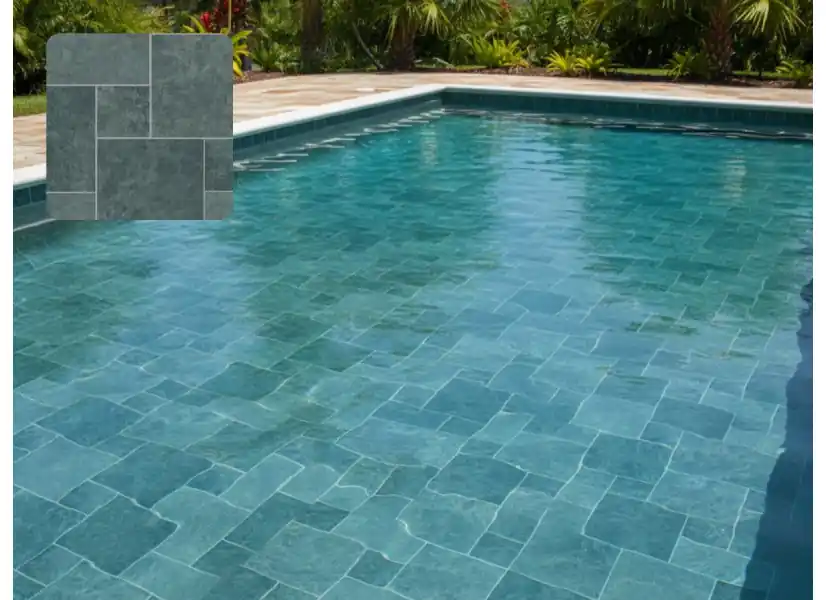 Liner PVC armé 180/100e texturé type NGS AureaStone Jade 1,63 x 25 m - Delifol