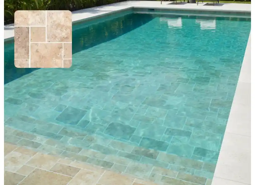 Liner PVC armé 180/100e texturé type NGS AureaStone Dune 1,63 x 25 m - Delifol