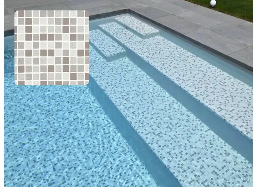 Liner PVC armé 150/100e uni texturé type NGD Mosaïque Gris - Delifol