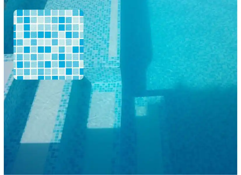 Liner PVC armé 150/100e uni texturé type NGD Mosaïque Bleu - Delifol