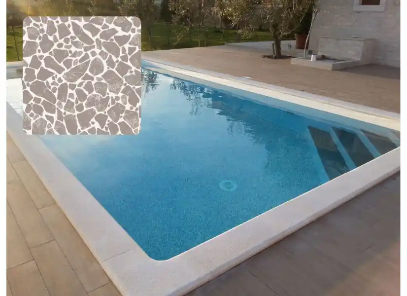 Liner PVC armé 150/100e uni texturé type NGD Galet Gris - Delifol