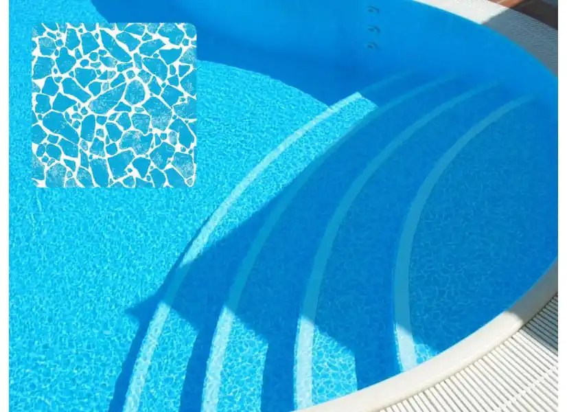 Liner PVC armé 150/100e uni texturé type NGD Galet Bleu - Delifol