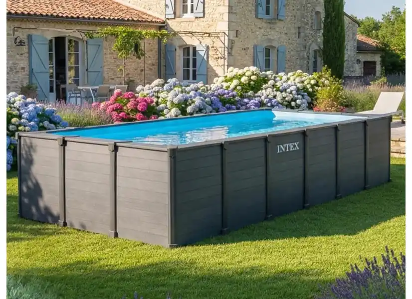 Piscine tubulaire Graphite rectangulaire 6,00 x 3,00 x 1,24 m - Intex