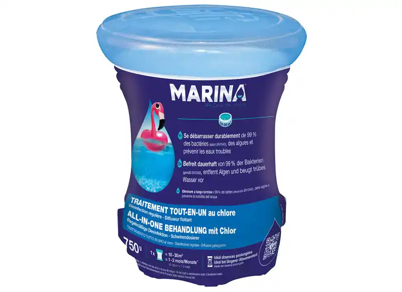 Traitement tout-en-un au chlore en diffuseur flottant 1 à 2 mois pour 10 à 30 m³ - Marina