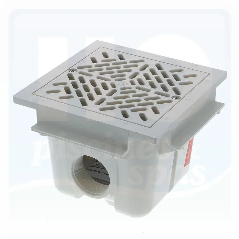 Bonde de fond ASTRAL carrée avec grille 210 * 210 mm pour piscine béton - Blanche