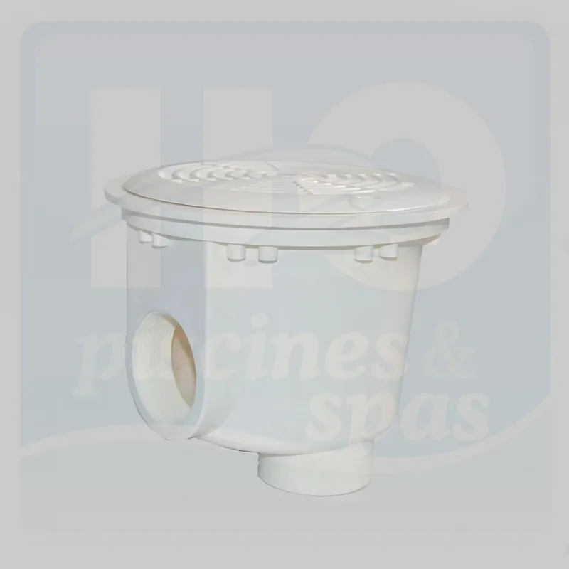 Bonde de fond BB-210 - AQUAREVA - 2 sorties (2’’ et 50 à coller) pour piscine béton - Blanche