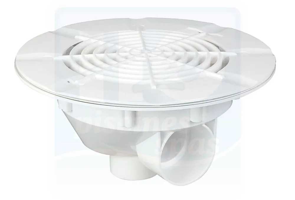 Bonde de fond BB-310 - AQUAREVA - sortie lat閞ale en ?50 ou ?63 ? coller pour piscine b閠on - Blanche