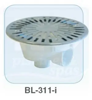 Bonde de fond BL-311-I - AQUAREVA - sortie lat閞ale en ?50 ou ?63 ? coller - Grille inox