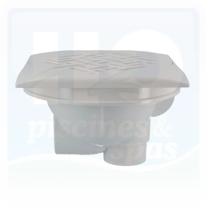 Bonde de fond WELTICO Design à grille carrée pour piscines béton et liner - Blanche