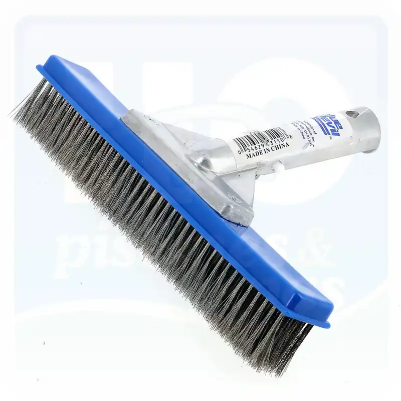 Brosse de paroi anti-algues de piscine de 26 cm avec poils acier, support renforcé aluminium