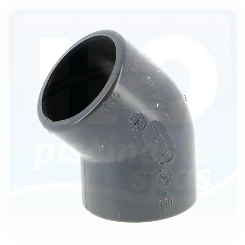 Coude PVC pression 45° en diamètre 50 mm - Femelle à coller (PN16)