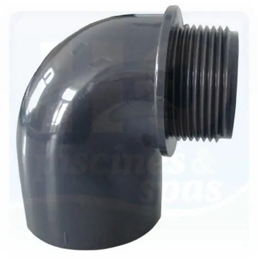 Coude PVC pression 90° en diamètre 50 - femelle à coller - Mâle à visser 1"1/2 (PN10)