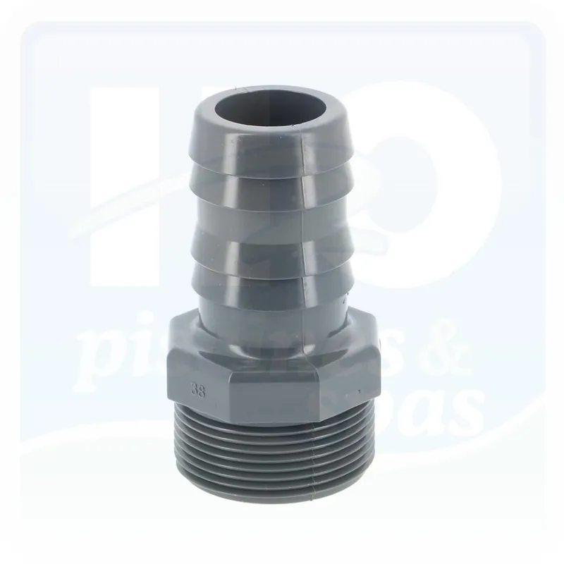 Raccord PVC cannelé droit mâle 38 mm à visser en 1"1/2