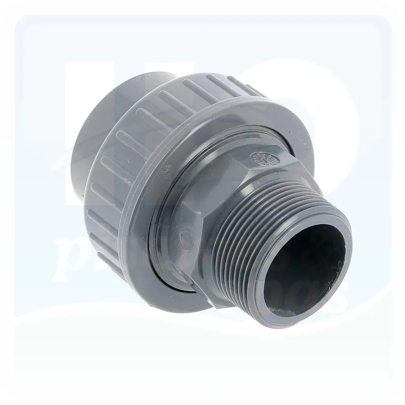 Raccord union VDL® PVC 3 pièces vissé en diamètre 50 mm - Femelle à coller - Fileté 1"1/2 mâle - Écrou vissé côté filetage (PN10)