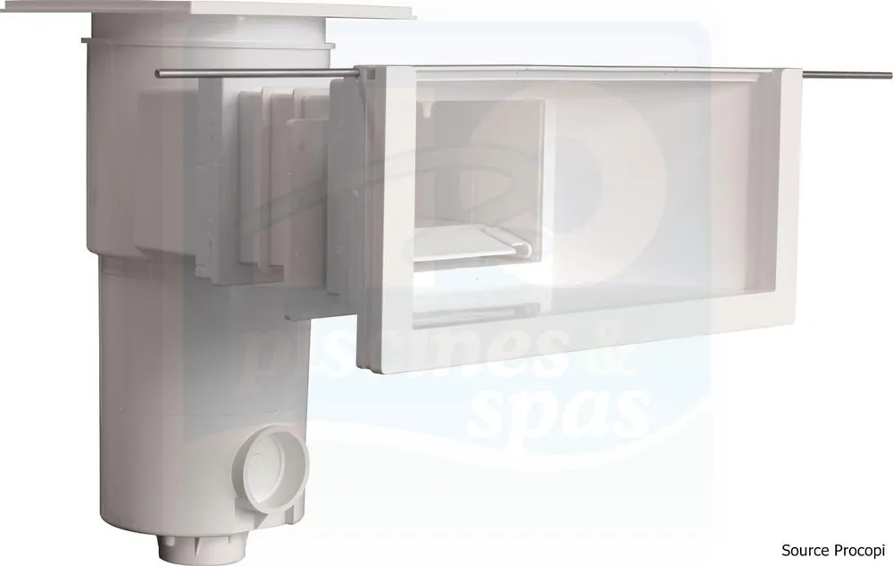 Skimmer miroir SL-119-M-MR - AQUAREVA - Grande meurtrière + rallonge pour piscine Maçonnerie - Liner - Blanc