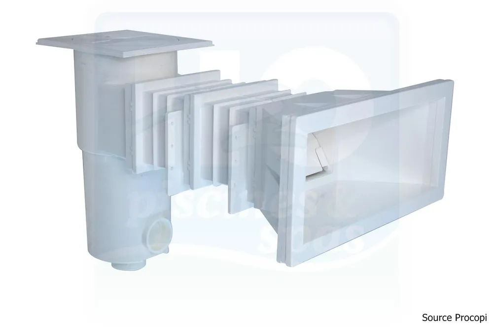 Skimmer SL-119-CA-M-2 - AQUAREVA - Grande meurtrière + 2 rallonges pour piscines maçonnerie - Liner (coffre volet roulant) - Blanc