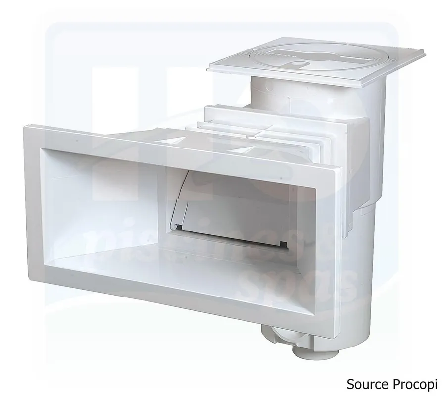 Skimmer SL-119-P-2P - AQUAREVA - Grande meurtrière + rallonge en 2 parties pour piscine Panneaux - Liner - Blanc