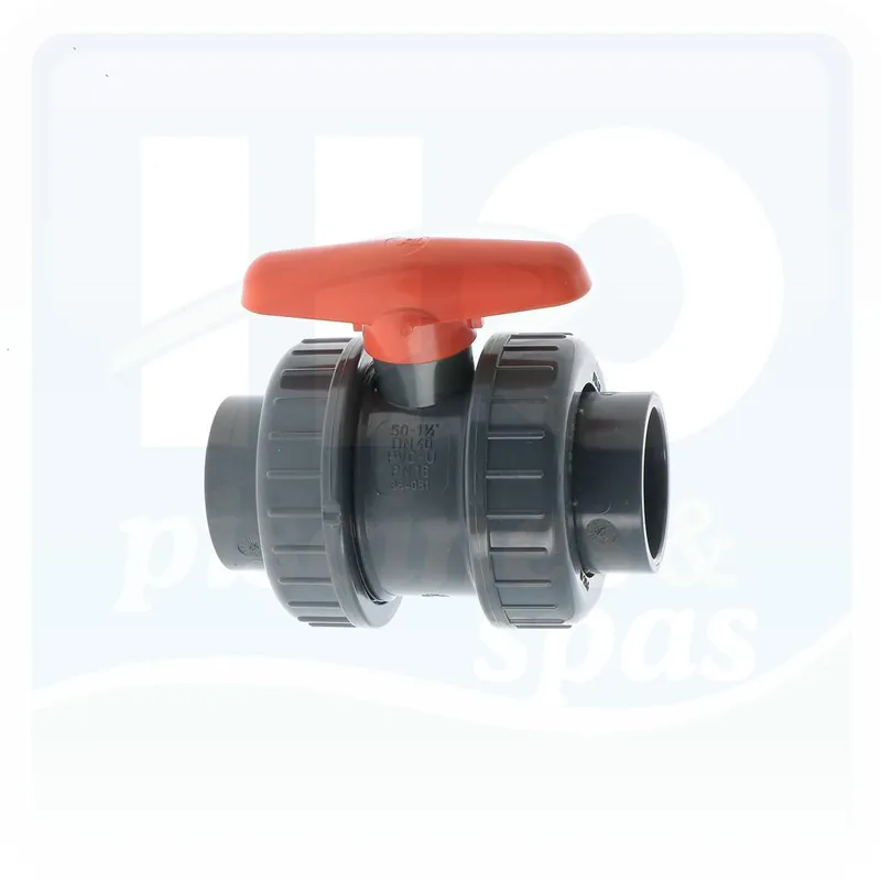Vanne 1/4 de tour double union à coller en diamètre 50 mm