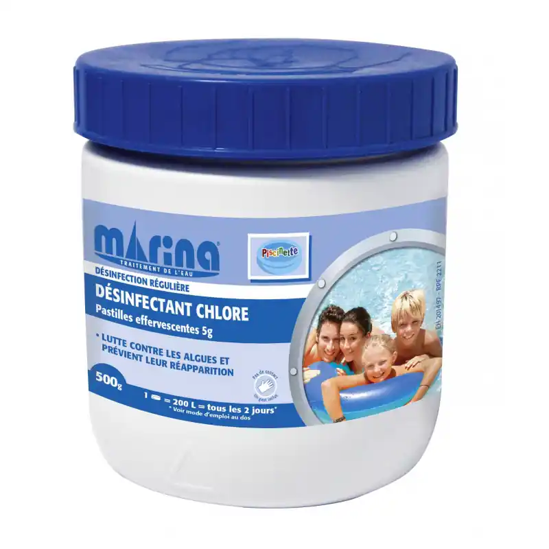 Chlore pastille effervescente 5g, 500g Marina