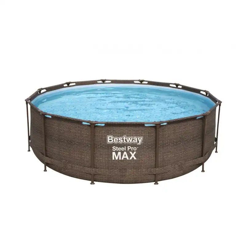 Piscine tubulaire 3,66x ↕1,00m Ronde Bestway Steel Pro Max Aspect Rotin Marron